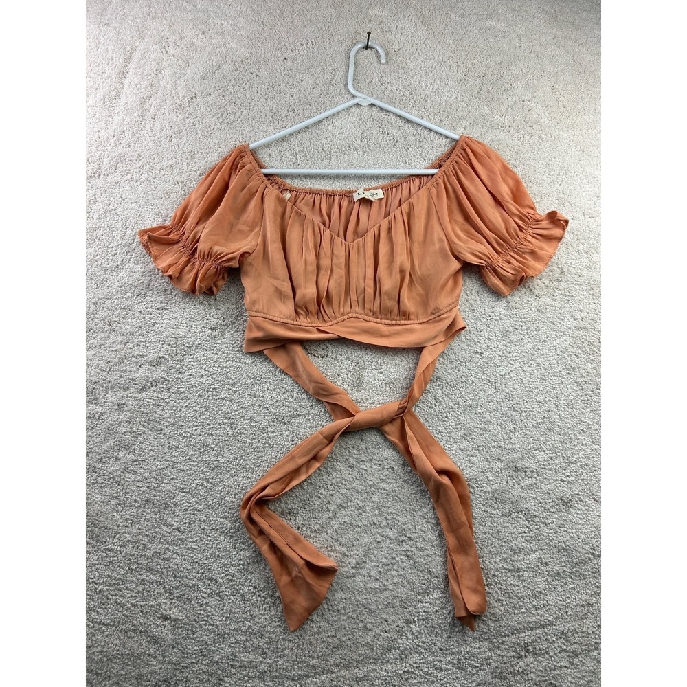 The‎ Vintage Shop Women's Rust Orange Medium Crop Top Coquette Milk Maid Peasant